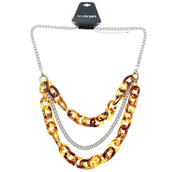 Lane Bryant Jewelry - Lane Bryant Statement-Necklace Silver & Brown NWT